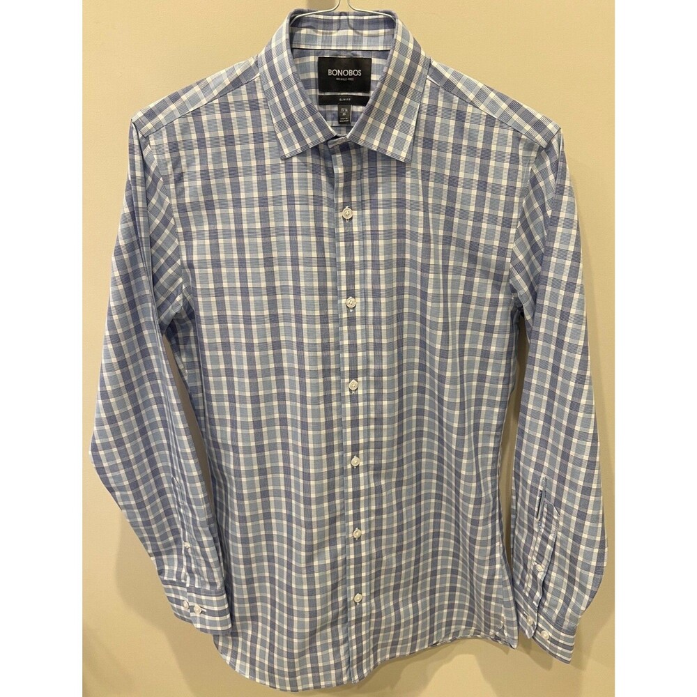Bonobos Wrinkle-Free Slim Fit Men's Dress Shirt - Size 15 1/2 - 35 - Plaid